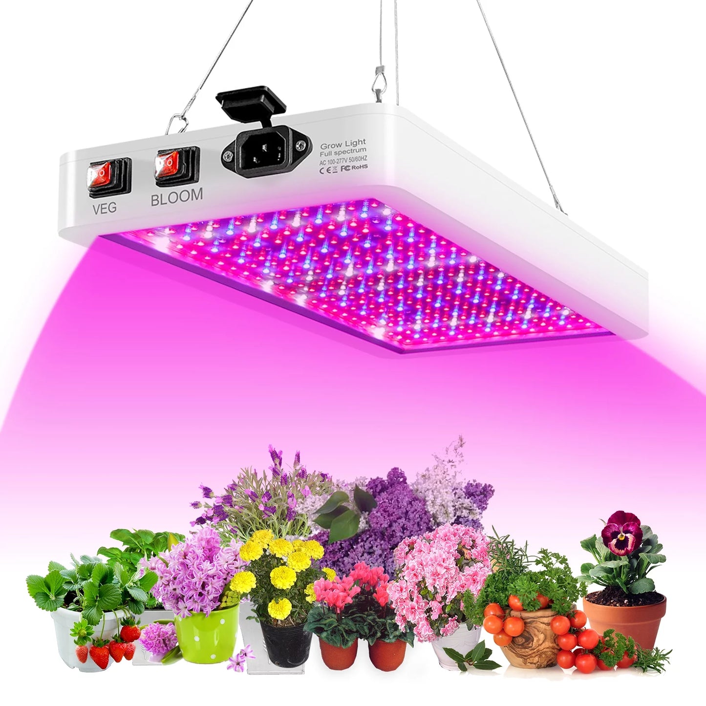 Anself 2000W Full Spectrum LED Grow Light - 312 LEDs with Veg/Bloom Dual Switch - IP65 Waterproof Indoor Plant Growing Lamp - Ideal for Seedlings, Flowers, Greenhouse Use