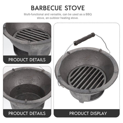 Cast Iron Barbecue Stove Outdoor BBQ Charcoal Stove Camping Barbecue Tool