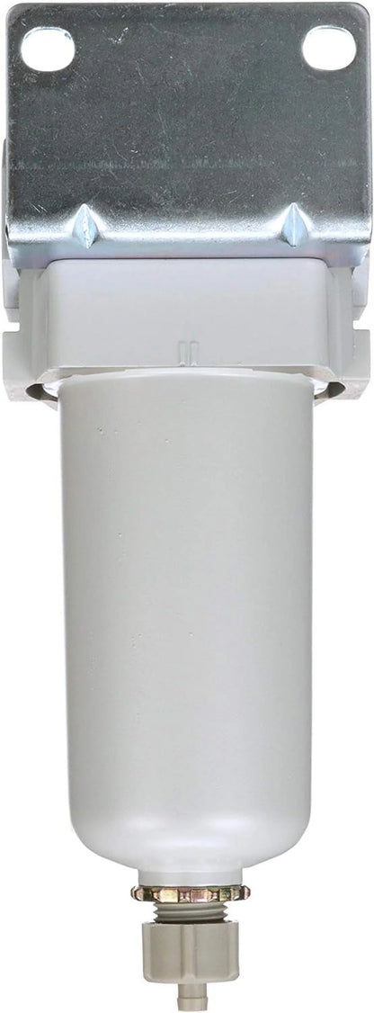 Compressed Air Coalescing Filter, 0.01 Micron 1/2" NPT - Metal Bowl, Manual Drain, Bracket