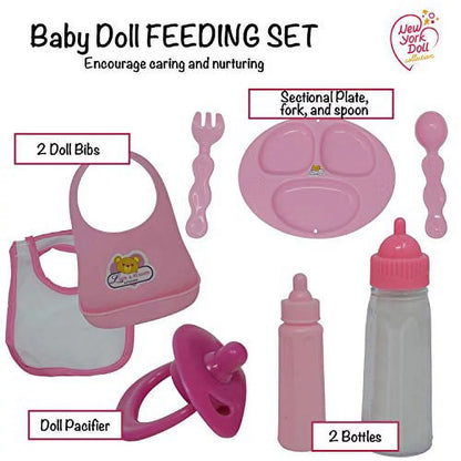 The New York Doll Collection Diaper and Feeding Bag Doll Accessories, 28 Pieces