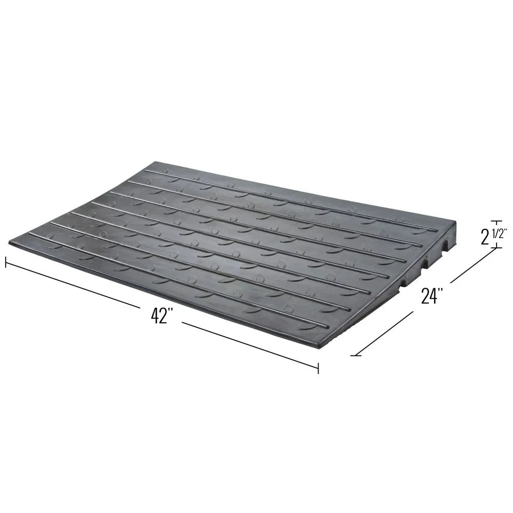 Silver Spring 2.5in High Rubber 3-Channel Threshold Ramp for Wheelchairs, Mobility Scooters, and Power Chairs, with Slip-Resistant Surface - DH-UP-8