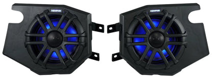 (2) Memphis Audio RZR65FE Pods+LED Tower Speakers+Amp For 2014+ Polaris RZR