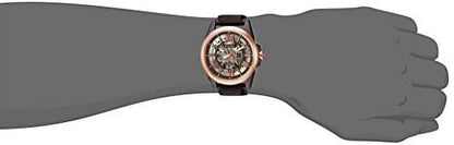 Bulova Men's Automatic Skeleton Dial Brown Leather Strap Watch 98A165