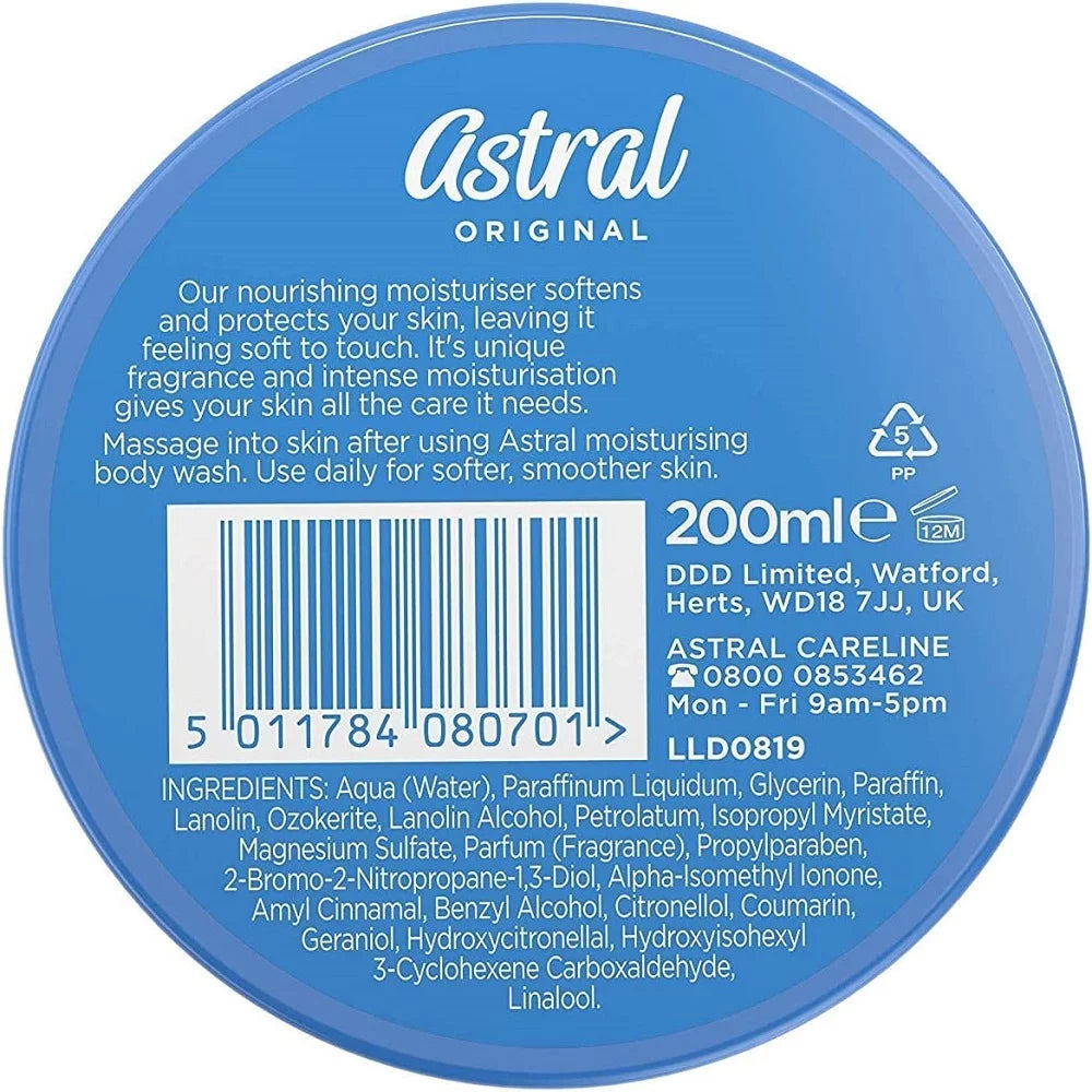 Astral Face & Body Intensive Moisturiser Cream Original 200ml (Pack of 3)