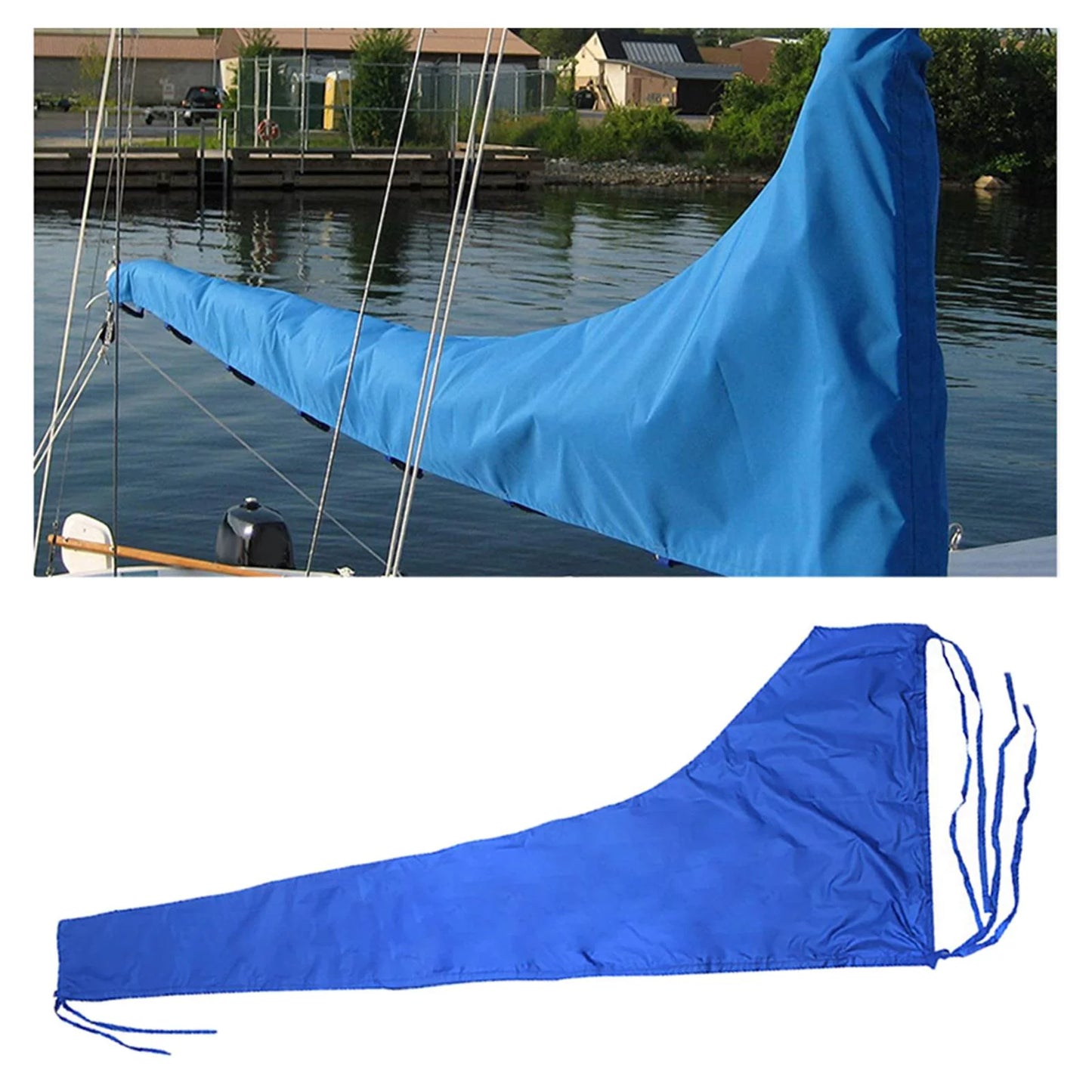 600D Mainsail Cover, Boat Cover, Dustproof Cover Sail Cover Snow Cover Adjustable Strap Thickened Oxford Cloth Blue , 12 FT 11 to 12 FT