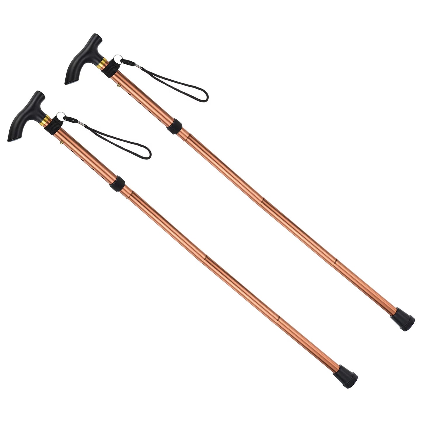 Uxcell Trekking Poles Collapsible Hiking Pole Telescopic Aluminum Alloy Brown, 2Pack