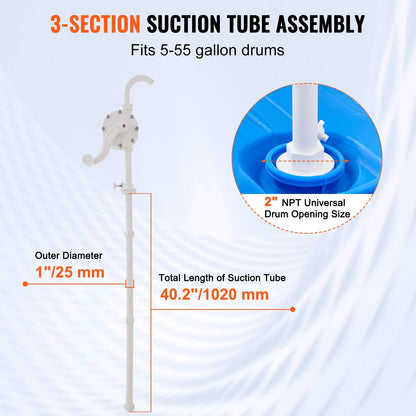 BENTISM Drum Rotary Barrel Pump Hand Crank Water Transfer Pump 5-55 Gallon Drums