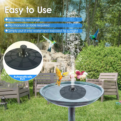 Shinysix Solar Fountain Pump 3W, Bird Bath Fountain with 7 Spray Patterns for Garden Pond Pool