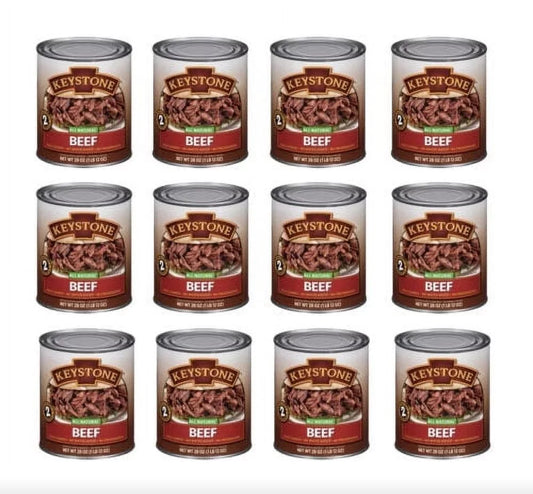 (12 Cans Pack) Keystone Meats All Natural Canned Beef 28 Ounce ✅ Emergency Long Shelf Life Camping Food ✅