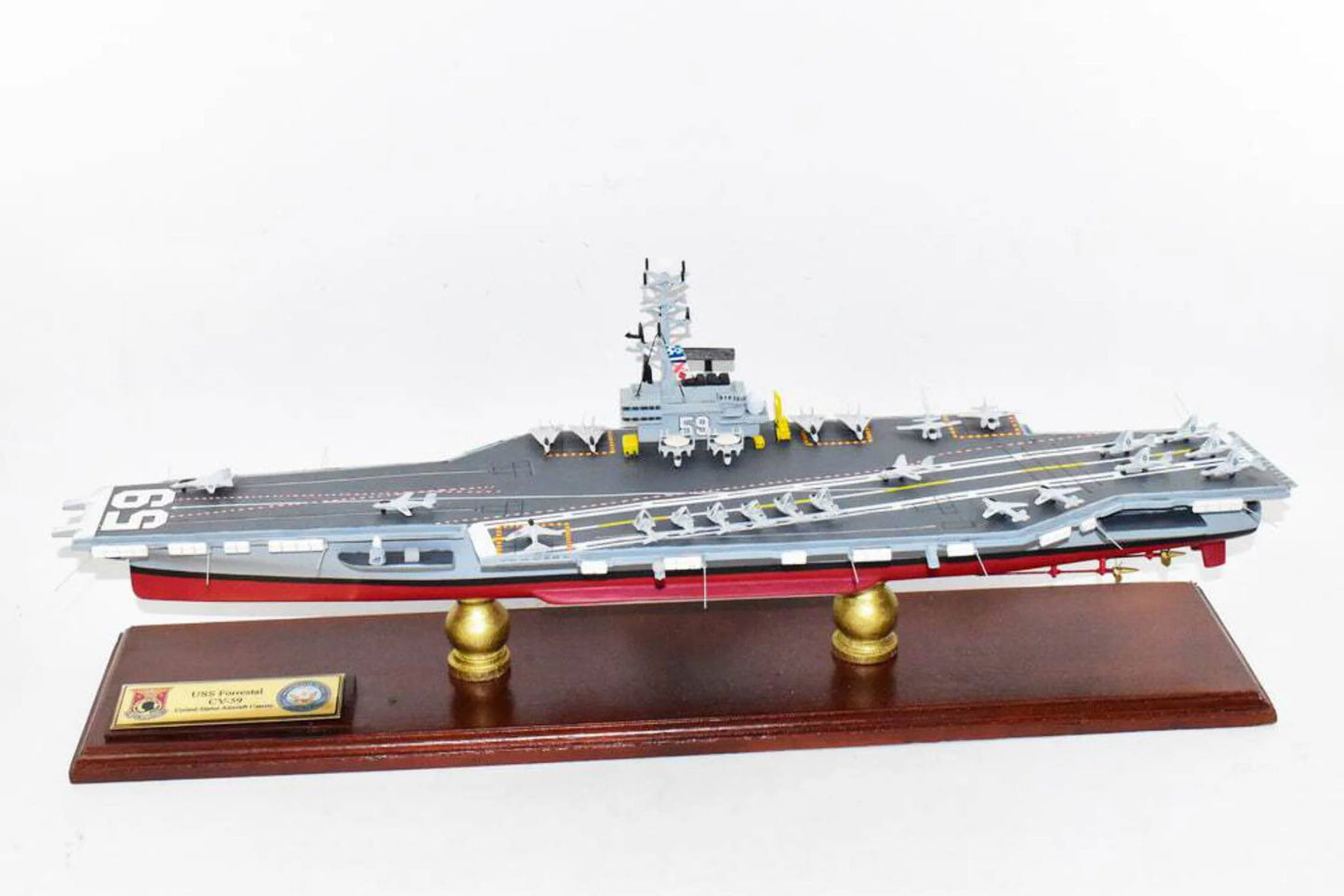 USS Forrestal CV-59 Aircraft Carrier Model,Navy,Scale Model,Forrestal Class,Mahogany