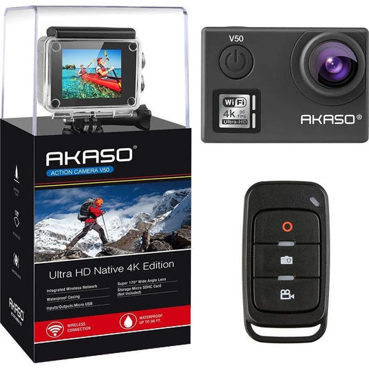 Akaso V50 Action Camera-Native 4K/30fps 20 MP with Wi-Fi - (Open Box)