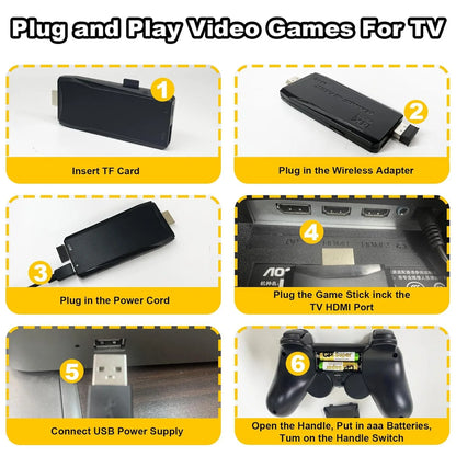 Retro Game Stick with Built-in 9 Emulators, Retro Gaming Console with 20,000+ Games, HDMI Output and 2.4GHz Wireless Controller for TV Plug and Play - Revisit Classic Games