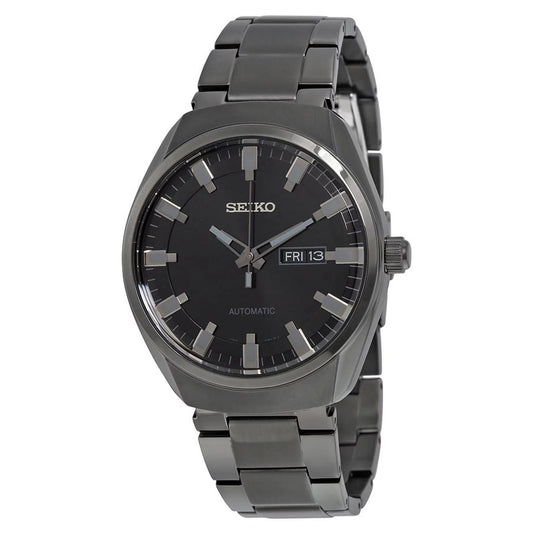 Seiko Men's Recraft Automatic Black Dial Black Ion-plated Watch SNKN43