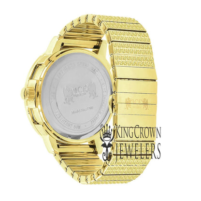 Canary Gold Tone Jojo Jojino Joe Rodeo Solid Stainless Steel 54mm Real Diamond Dial Mens Watch