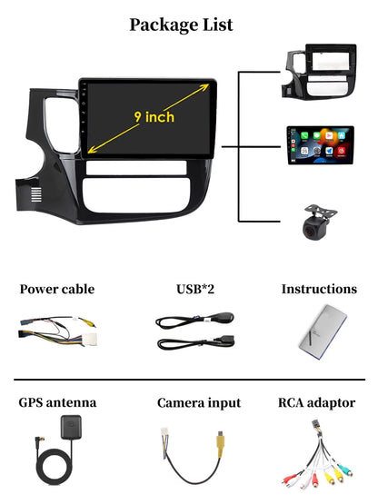 Carplay Android Auto Car Radio GPS For Mitsubishi Outlander 3 GF0W GG0W 2012 - 2018 Android Multimedia Navigation Player