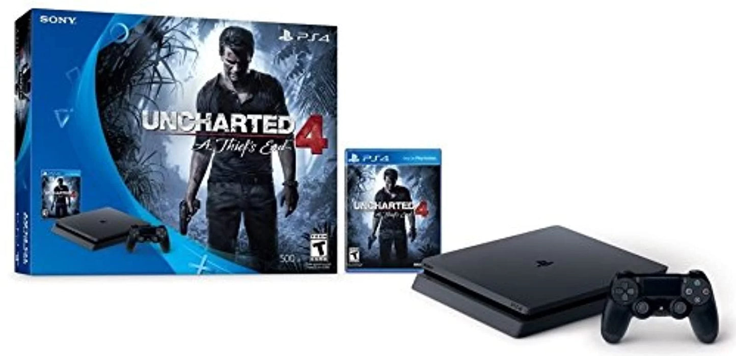 Restored PlayStation 4 Slim 500GB Console Uncharted 4 Bundle Black UMA134 (Refurbished)