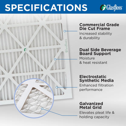 6 Pack of 16x24x1 MERV 11 Pleated Air Filters by Glasfloss. Actual Size: 15-1/2 x 23-1/2 x 7/8