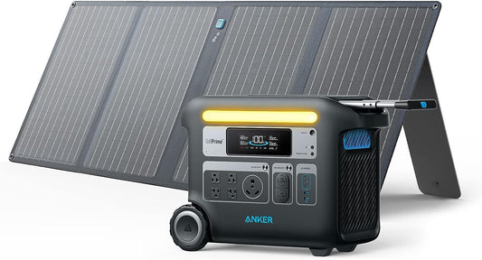 Anker SOLIX F2000 Portable Power Station, PowerHouse 767, 2048Wh GaNPrime Solar Generator with 100W Solar Panel, LiFePO4 Batteries, 4 AC Outlets Up to 2400W for Home, Power Outage, Outdoor Camping