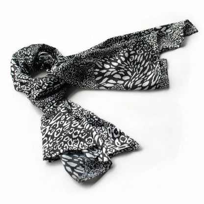 Blancho Black & White Distinctive Leopard Animal Print Fashion Soft Silk Scarf/Wrap/Shawl(Small)