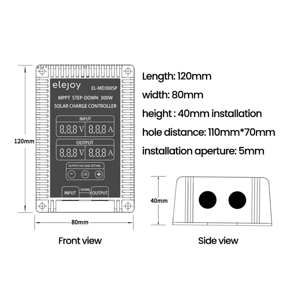 Walmeck 200W/300W/400W (Optional) MPPT Step-down Real-time Tracking Solar Battery Recharging Controller LED Display 10~30V Output Voltage Adjustable Dustproof Waterproof