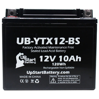 UpStart Battery Replacement 2003 Suzuki GSX-R1000 1000 CC Factory Activated, Maintenance Free, Motorcycle Battery - 12V, 10Ah, UB-YTX12-BS