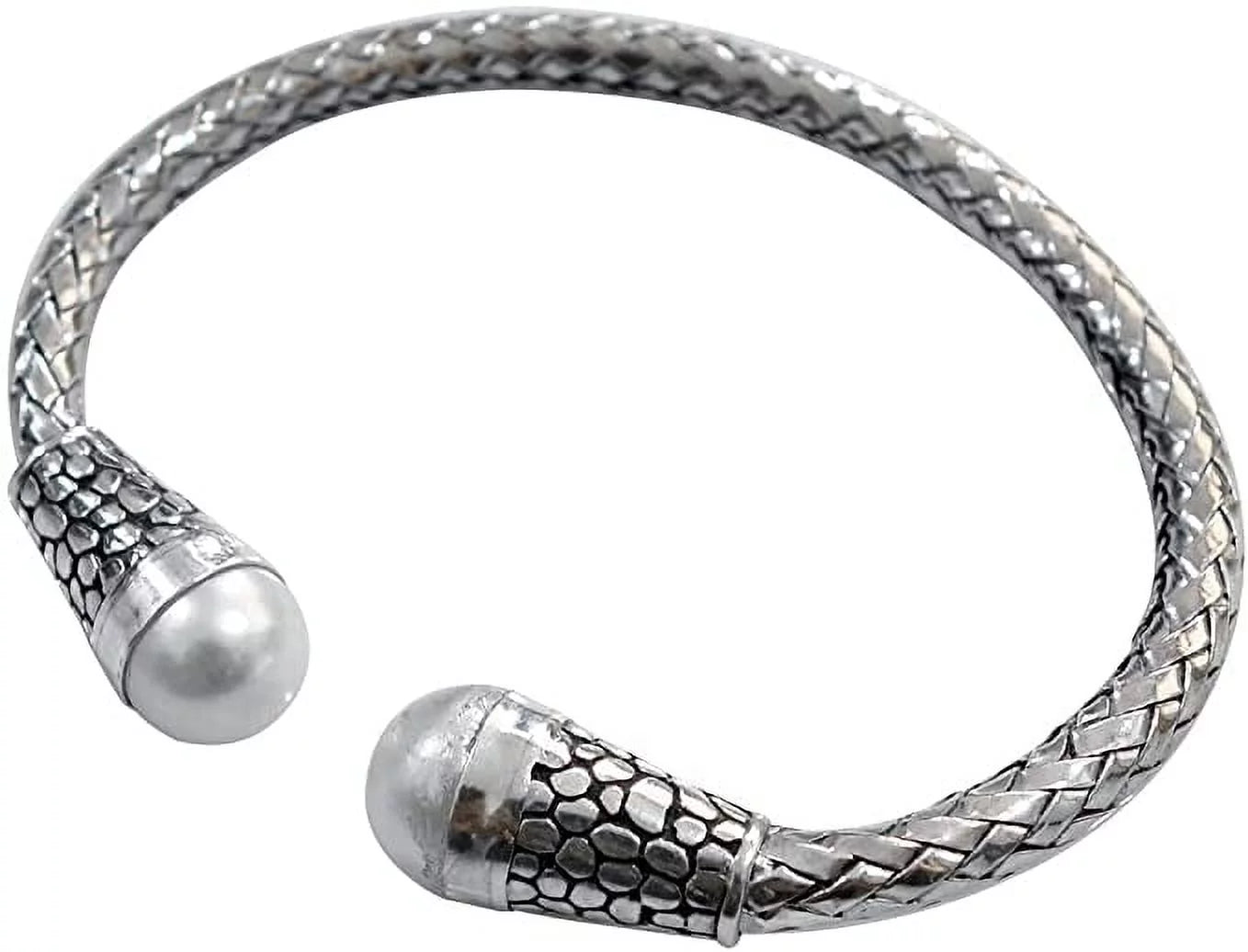 925 Sterling Silver Handmade Fashion Bracelet for Women Men, Snake Chain Cuff Bracelet, Gift Party Jewelry, Pearl Gemstone Designer Bracelet