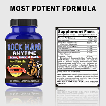 RH Anytime Natural Testosterone Supplement Boost Stamina, Strength, Energy 60 Pills