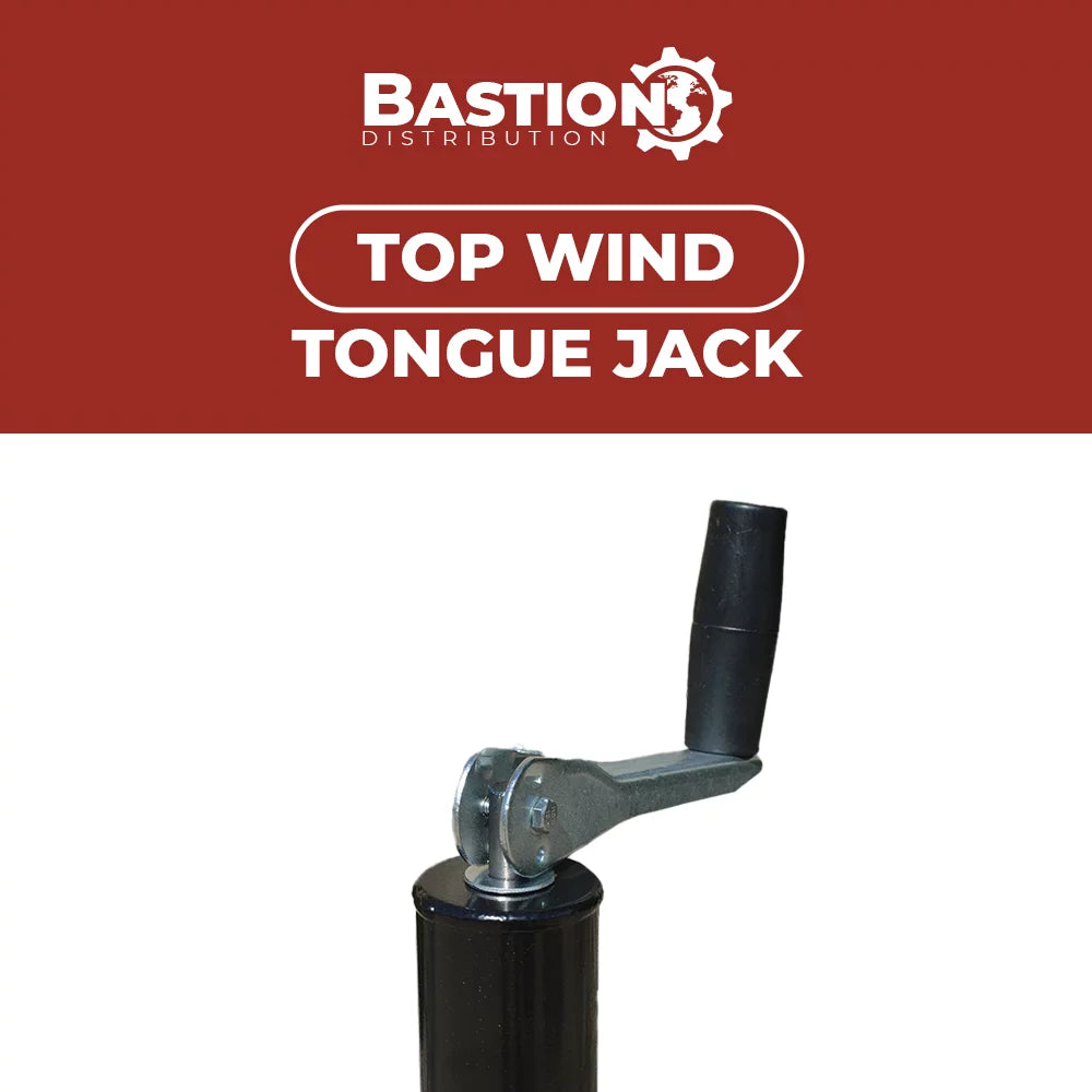 Bastion Distribution Top-Wind Trailer Jack with a Footpad | 5000lb Capacity | 14 4/5" Travel | BJ-5000TW-1