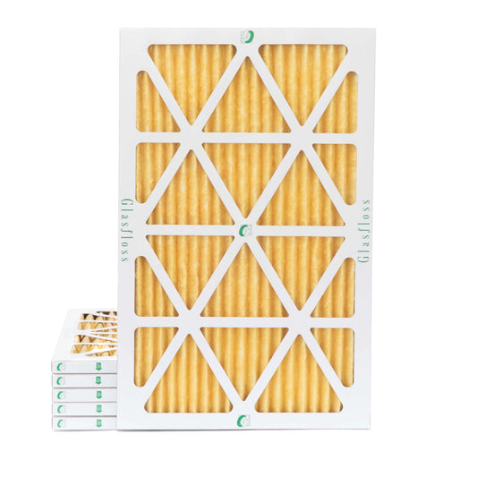 6 Pack of 16x24x1 MERV 11 Pleated Air Filters by Glasfloss. Actual Size: 15-1/2 x 23-1/2 x 7/8