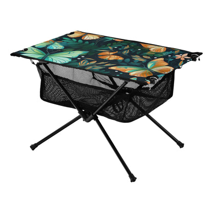 Butterfly Floral Leave Camping Folding Table Portable Beach Table with Storage Bag Compact Picnic Table for Outdoor Travel Fishing BBQ