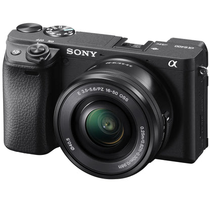 Sony ILCE-6400L a6400 Mirrorless APS-C Interchangeable-Lens Camera with 16-50mm Lens Bundle with 64GB Memory Card, Photo and Video Editing Suite, Camera Bag, 40.5mm Filter Kit and Camera Battery