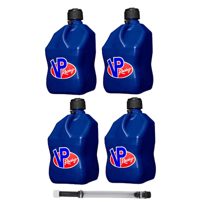 VP Racing Fuels 5.5 Gal Motorsport Fuel Container Blue (4-Pack) w/ Hose Kit w/Cap