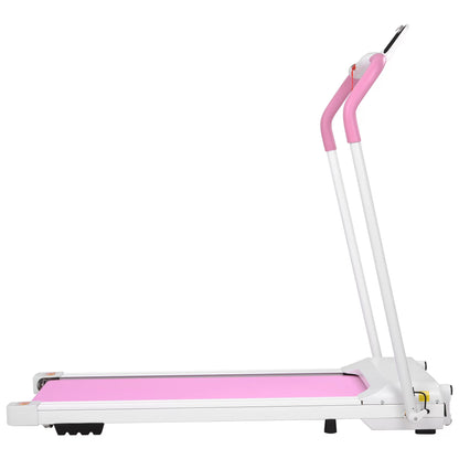 Treadmill Folding Treadmill for Home Portable Electric Motorized Treadmill Running Exercise Machine Compact Treadmill for Home Gym Fitness Workout Walking; No Installation Required; White&Pink