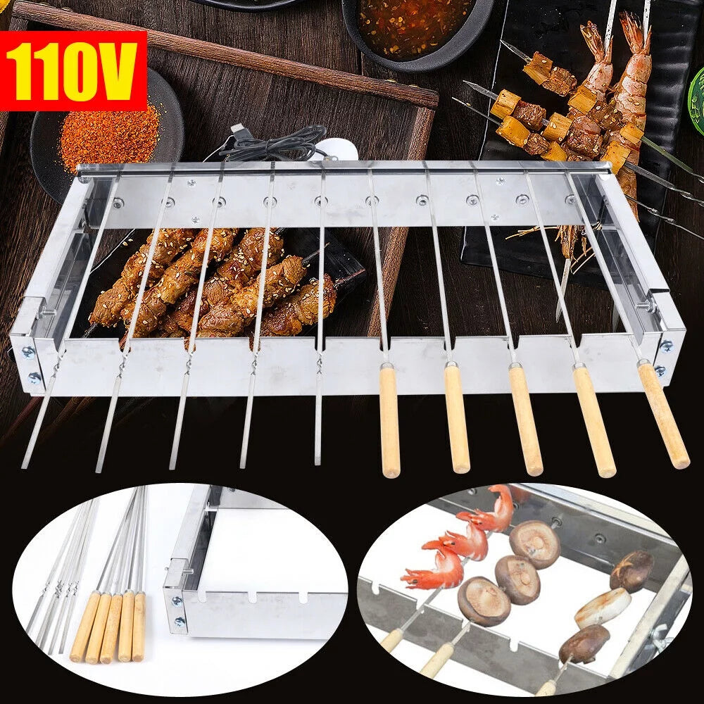 Automatic Rolling BBQ Grill Electric Grill Stainless Steel for Camping Cooking