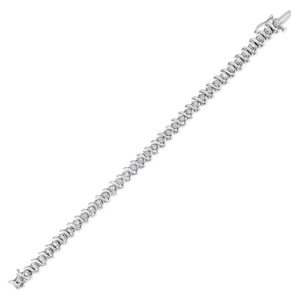 .925 Sterling Silver 1/2 Cttw Diamond Miracle Set "S" Link Tennis Bracelet - (J-K Color, I2-I3 Clarity) - Size 7.50