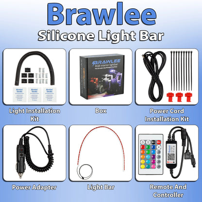 Brawlee Silicone RGB Interior Bluetooth Light Bar with Remote By Done Right LED . Fits All Jeep Wranglers Hardtop Models of CJ, TJ, LJ, JK, JKU, JL,JLU from 1987 -2023.