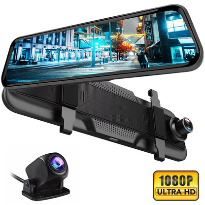 10" Touch Screen Mirror Dash Camera, 1080P Dual Dash Cam Kit Front and Rear View, Backup Camera for Cars, Super Night Vision, Motion Detection,Reversing Assistance, Loop Recording