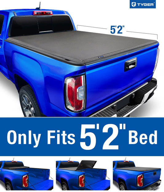 Tyger Auto T3 Soft Tri-fold Truck Bed Tonneau Cover Compatible with 2015-2023 Chevy Colorado / GMC Canyon | 5'2" Bed | TG-BC3C1039 | Vinyl