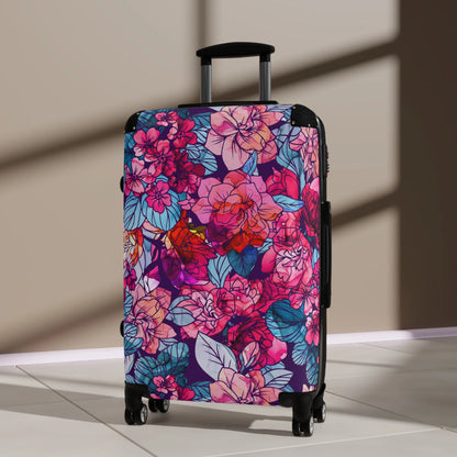 Bloomwave | Floral | Pink, Red, Navy, White | Hardshell Suitcase