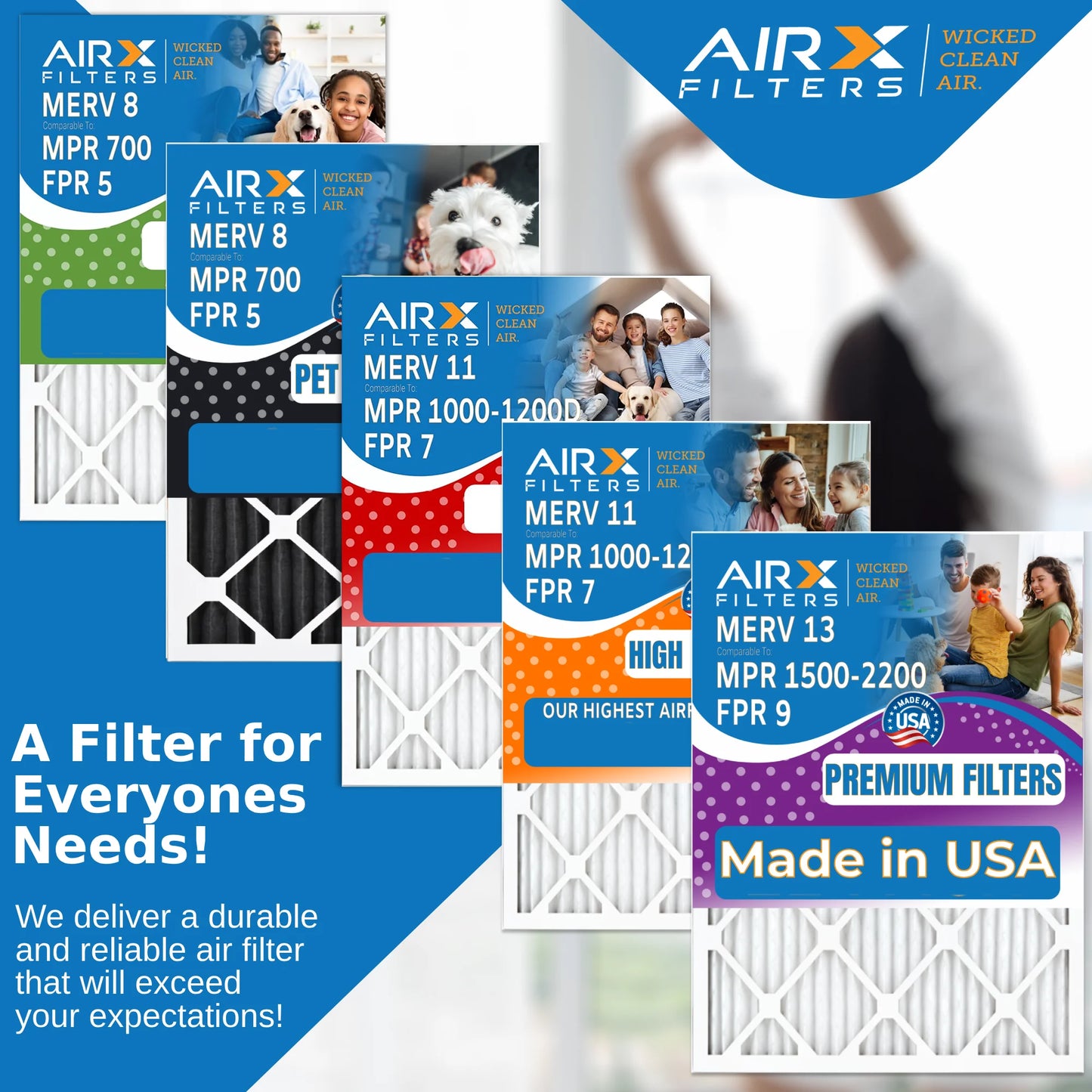 16x18x1 Air Filter MERV 11 Comparable to MPR 1000, MPR 1200 & FPR 7 Electrostatic Pleated Air Conditioner Filter 6 Pack HVAC Premium USA Made 16x18x1 Furnace Filters by AIRX FILTERS WICKED CLEAN AIR.