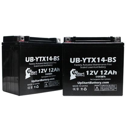 2-Pack UpStart Battery Replacement 2012 BMW F800ST, GS 800 CC Factory Activated, Maintenance Free, Motorcycle Battery - 12V, 12AH, UB-YTX14-BS