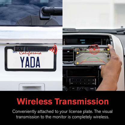 YADA 1080P Full HD Wireless Portable Backup Camera, App Controlled via Bluetooth and Wi-Fi on Phone, Solar Powered Wireless Charging, Universally Compatible, Easy Installation, Black