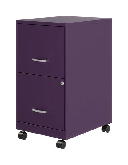 Space Solutions 18" Deep 2 Drawer Mobile Letter Width Vertical File Cabinet, Midnight Purple