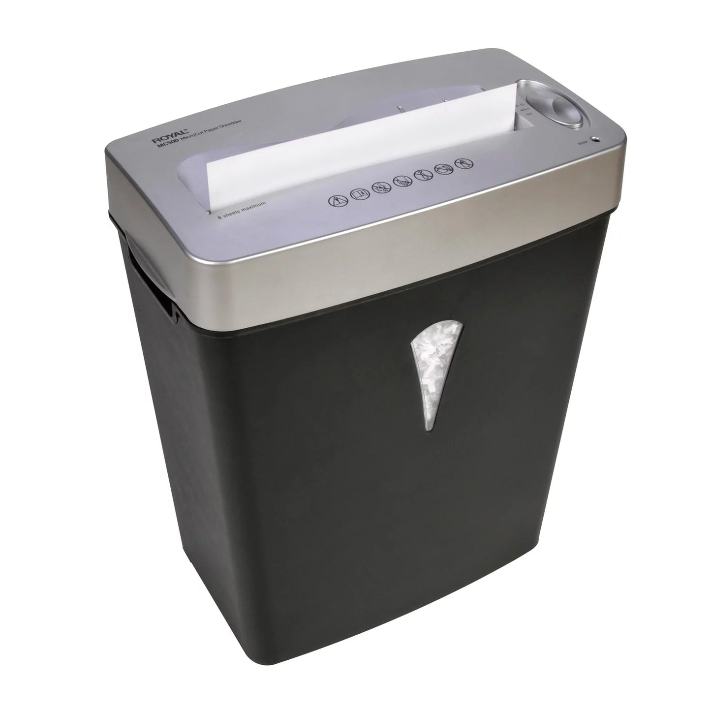 Royal MC500 Paper Shredder - Micro Cut - 5 Per Pass - for shredding Paper, Credit Card - 0.157" x 0.394" Shred Size - 4 gal Wastebin Capacity - Black, Silver