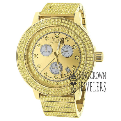 Canary Gold Tone Jojo Jojino Joe Rodeo Solid Stainless Steel 54mm Real Diamond Dial Mens Watch