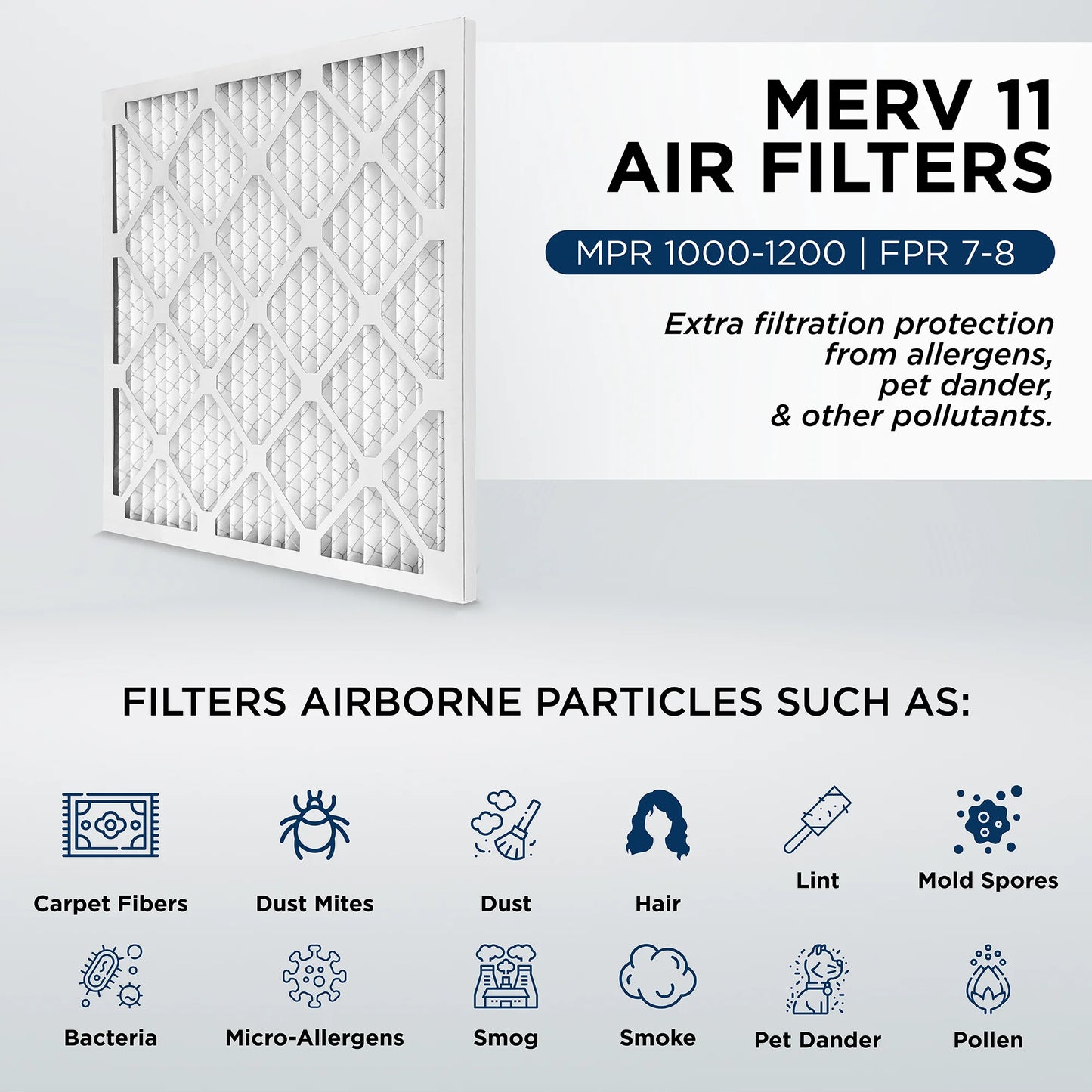 18x24x4 MERV 11, MPR 1000 Pleated AC Furnace 4" Air Filters by Pamlico. Case of 6. Actual Size: 17-1/2 x 23-1/2 x 3-3/4