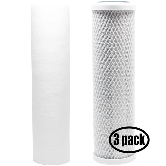 3-Pack Replacement for Filter Kit for Captive Purity CP1143 RO System - Includes Carbon Block Filter & PP Sediment Filter - Denali Pure Brand