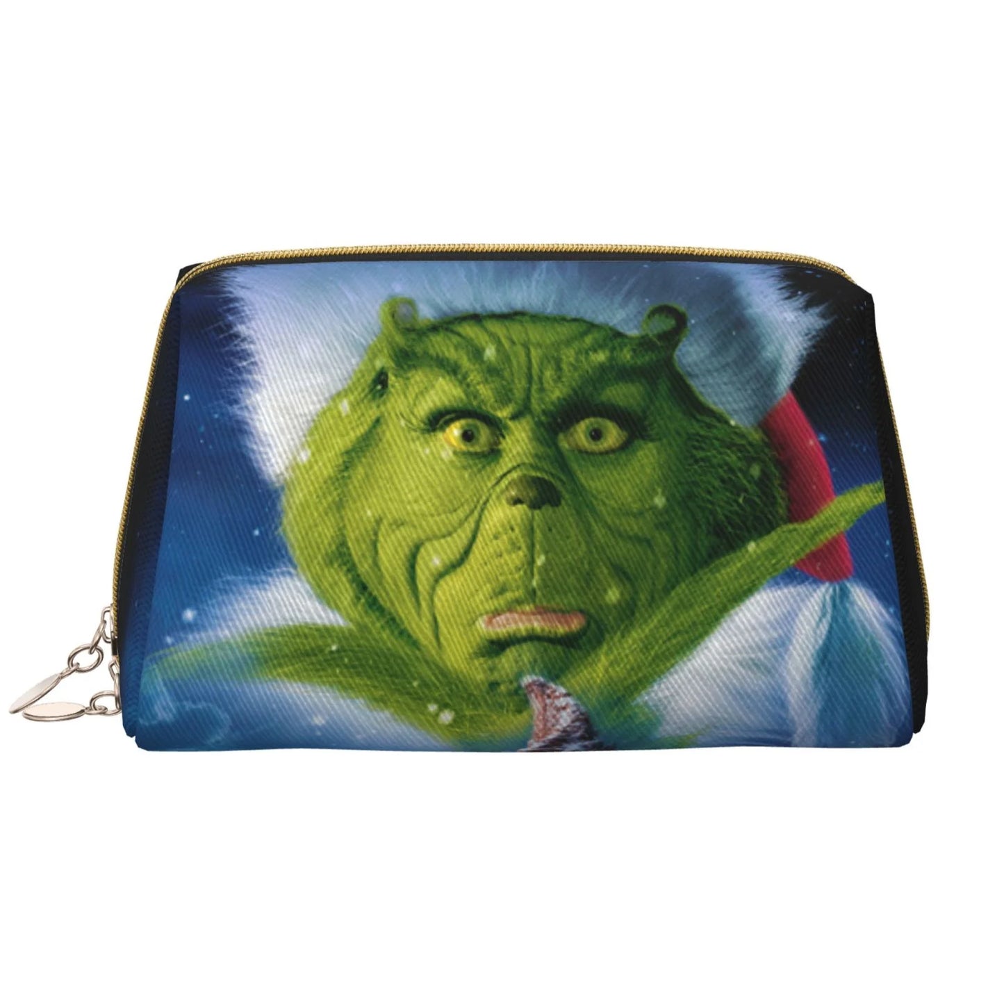 The Grinch Christmas Cosmetic Bag Makeup Organizer Leather Portable Pouch Gift Travel Toiletry Bag Storage Purse