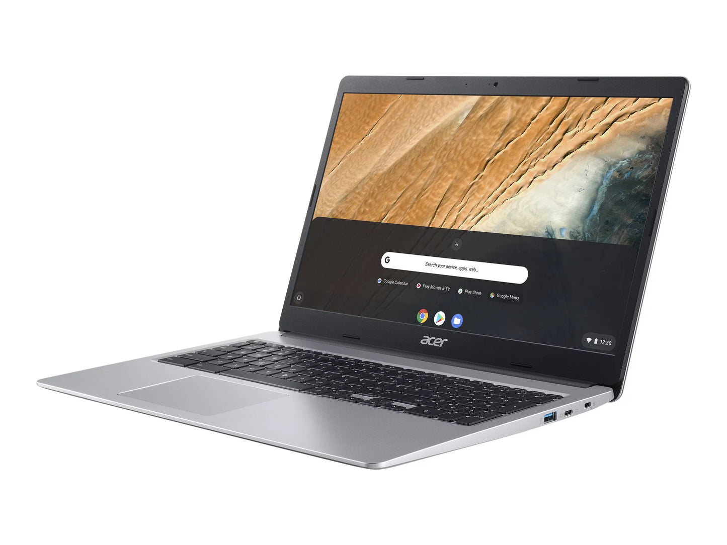 Acer Chromebook 315 CB315-3HT-C3J0 - Intel Celeron - N4120 / up to 2.6 GHz - Chrome OS - UHD Graphics 600 - 4 GB RAM - 64 GB eMMC - 15.6" IPS touchscreen 1920 x 1080 (Full HD) - Wi-Fi 5 - pure silver - kbd: US