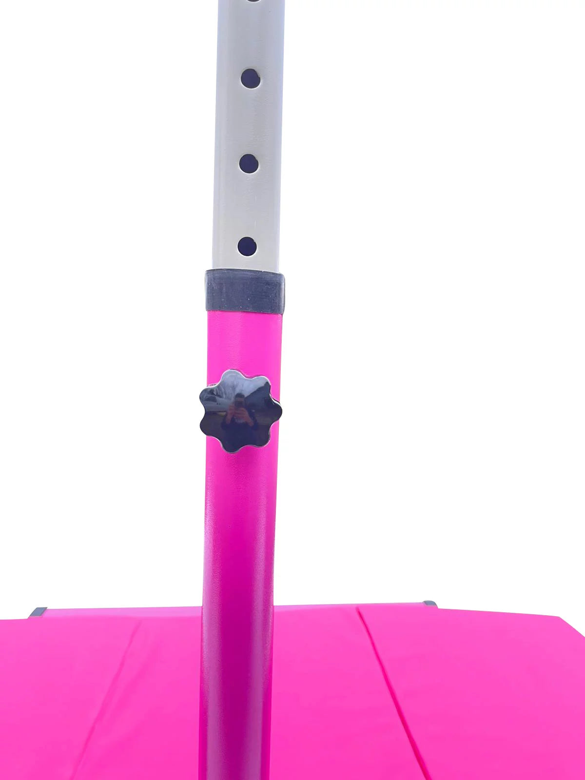 Athletic Bar Expandable Gymnastics Kip Bar for Kids with 6’x4’ Gymnastics Mat and Cushioned Handrail, Height Adjustable 3 to 5 FT Horizontal Bar, Gymnastic Bar for Junior Gymnasts Training Bar Pink